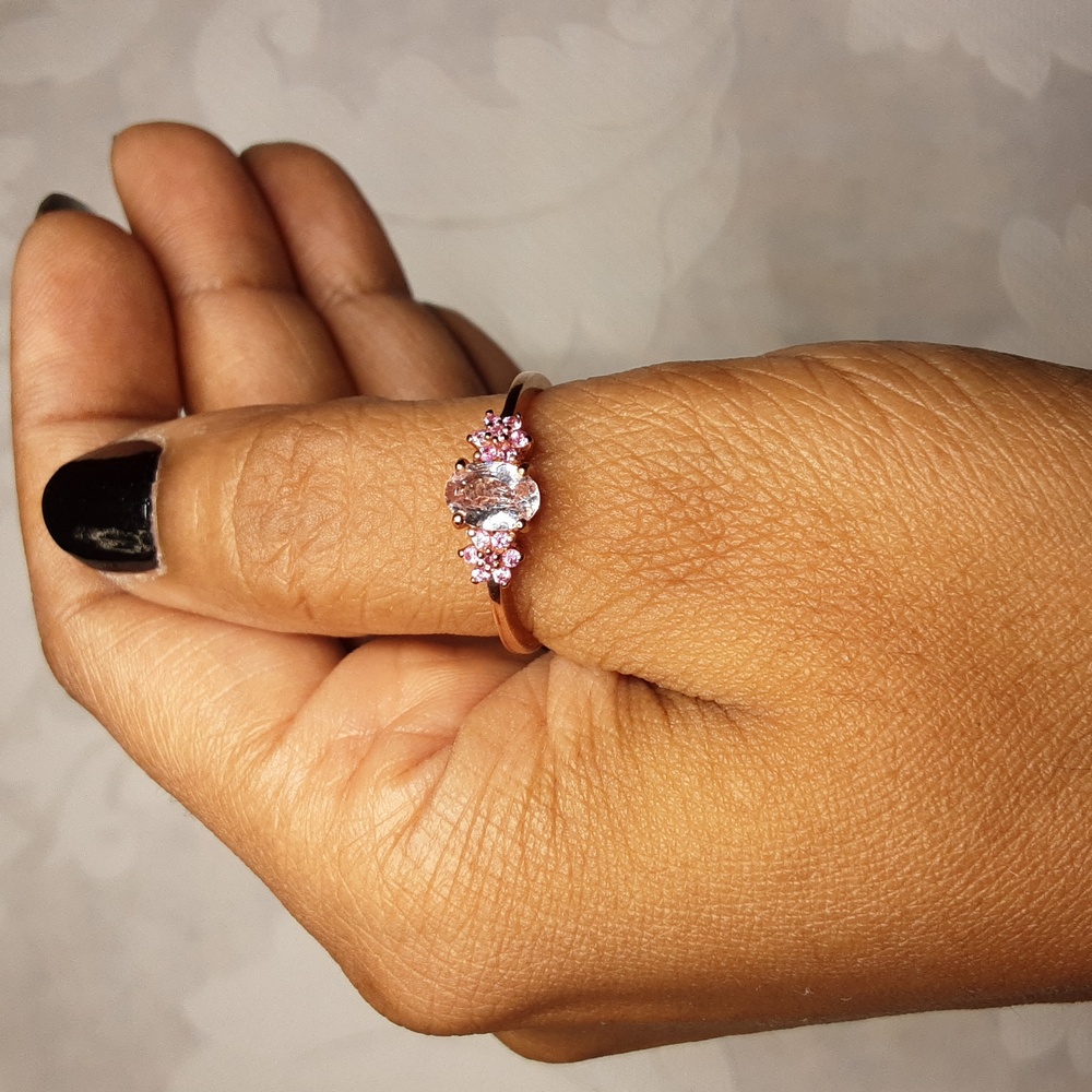 925 Morganite And Pink Sapphire Ring. - Picture 6 of 10
